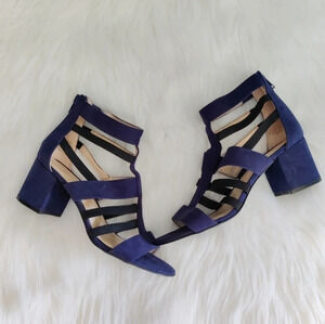 Nine West Giveback Blue and Black Block Heeled Sandal